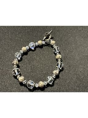 925 Toggle Clasp Faceted Crystal 925 Spacers Bracelet Size 7